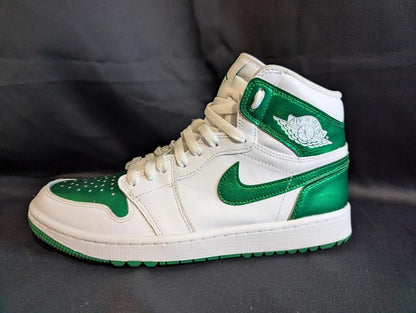 Jordan 1 High Golf "Metallic Green" Size 10 Used VGC DQ0660 - 130 Spikeless - Sole & Drip