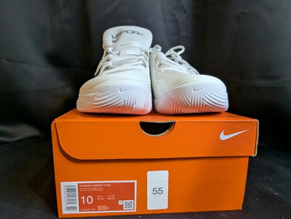 NEW NIB Nike Court Air Zoom Vapor 12 HC Tennis Shoe White Black Men's 10 FV5552 - Sole & Drip