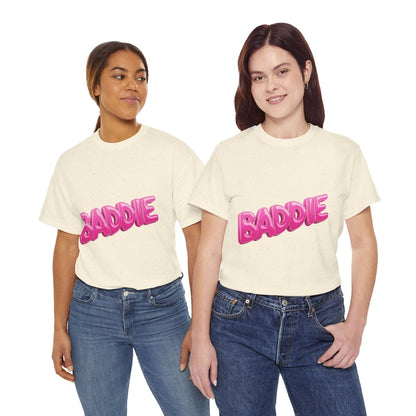 Baddie Pink Bubble Text Tee - Trendy Graphic T-Shirt - Sole & Drip