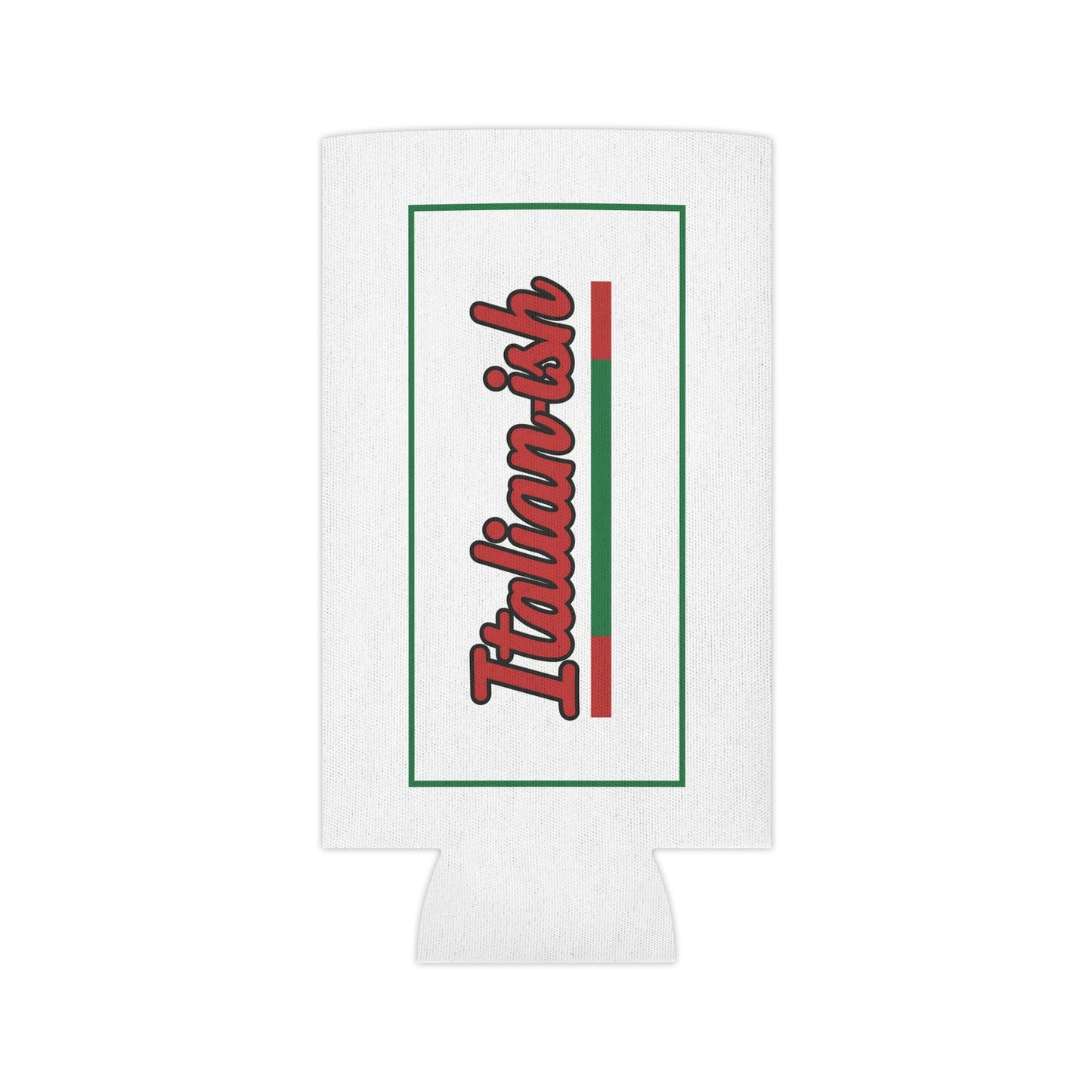 Italian-ish Can Cooler – Retro Script with Italy Flag Accent