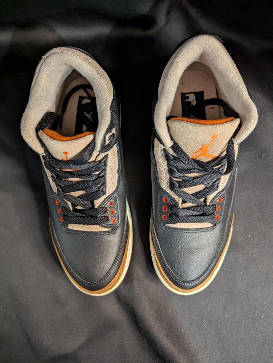Jordan 3 Retro "Desert Elephant" Black Rush Orange US 8 Used Good CT8532 - 008 - Sole & Drip