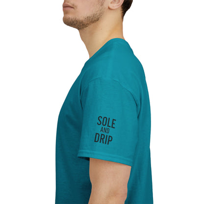 Sole and Drip Short Sleeve Tee — Sneaker Graphic Shirt with 'SOLE AND DRIP' Design