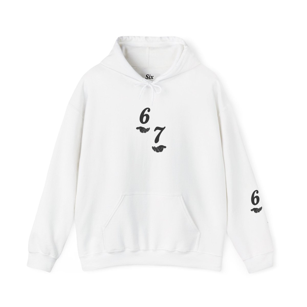 Hooded Sweatshirt - 6 7 w/hands on Front , Six Seven on back and 6 7 w hands on Left side - Sole & Drip