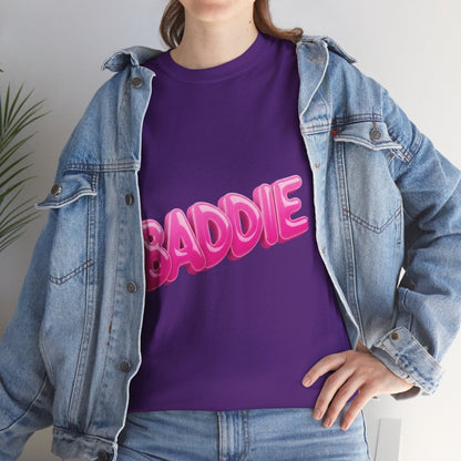 Baddie Pink Bubble Text Tee - Trendy Graphic T-Shirt - Sole & Drip