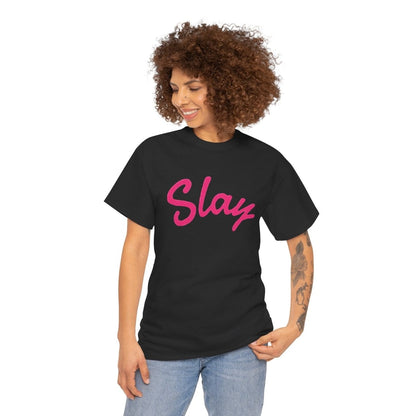 Slay Script T‑Shirt — Pink Script Graphic Tee for Trendy Women & Girls - Sole & Drip