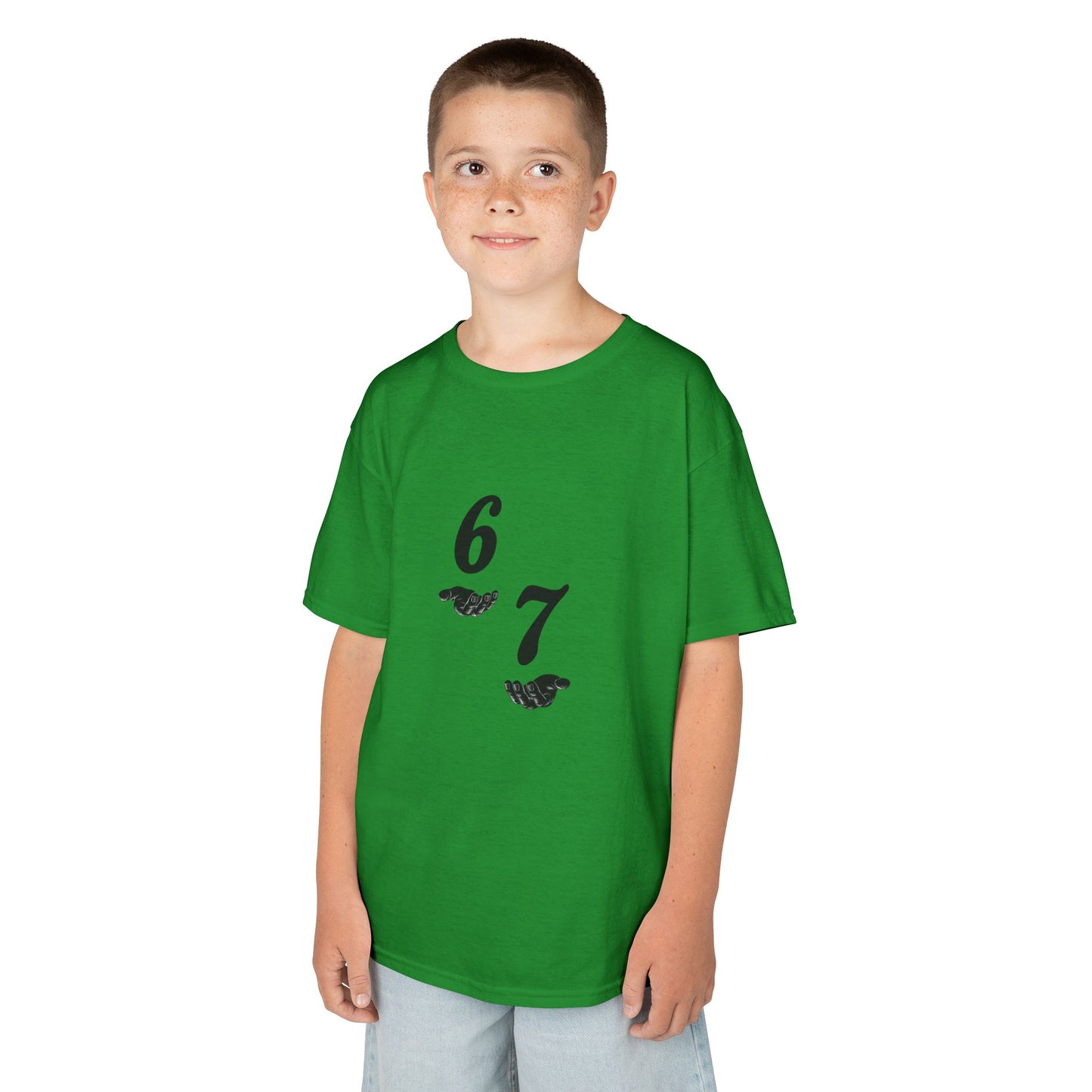 Kids Tee “6 7” Minimalist Graphic — Six Seven Backprint