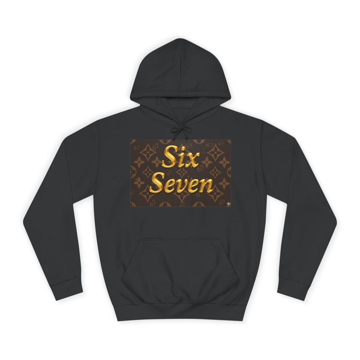 Six Seven Hoodie — Luxury Monogram 6 7 Gold Graphic College Pullover