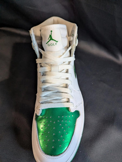 Jordan 1 High Golf "Metallic Green" Size 10 Used VGC DQ0660 - 130 Spikeless - Sole & Drip