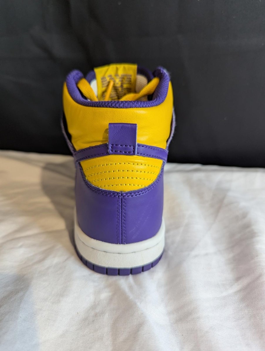 Nike Dunk High GS "Lakers" Purple Gold Size 4Y Used VGC DZ4454 - 500 No Box - Sole & Drip