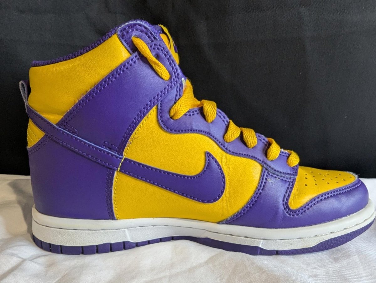 Nike Dunk High GS "Lakers" Purple Gold Size 4Y Used VGC DZ4454 - 500 No Box - Sole & Drip