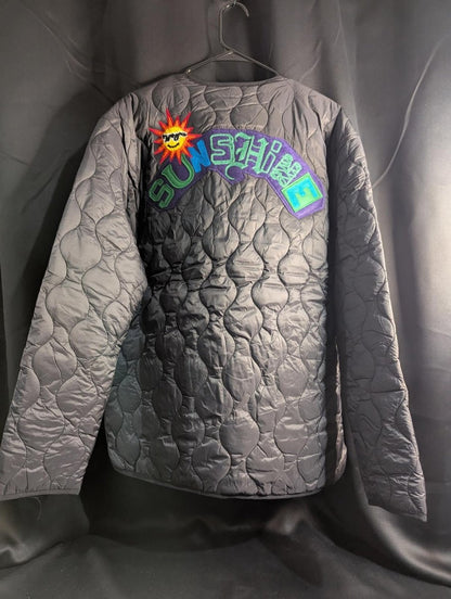 NWT FIRST ROW DENIM "Sunshine" Quilted Liner Jacket Multi - Patch Black XL Street - Sole & Drip