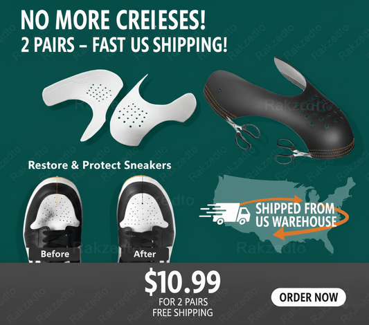 2 - Pack Crease Guards Shoe Shields Sneaker Toe Box Protector Large (White/Black) - Sole & Drip