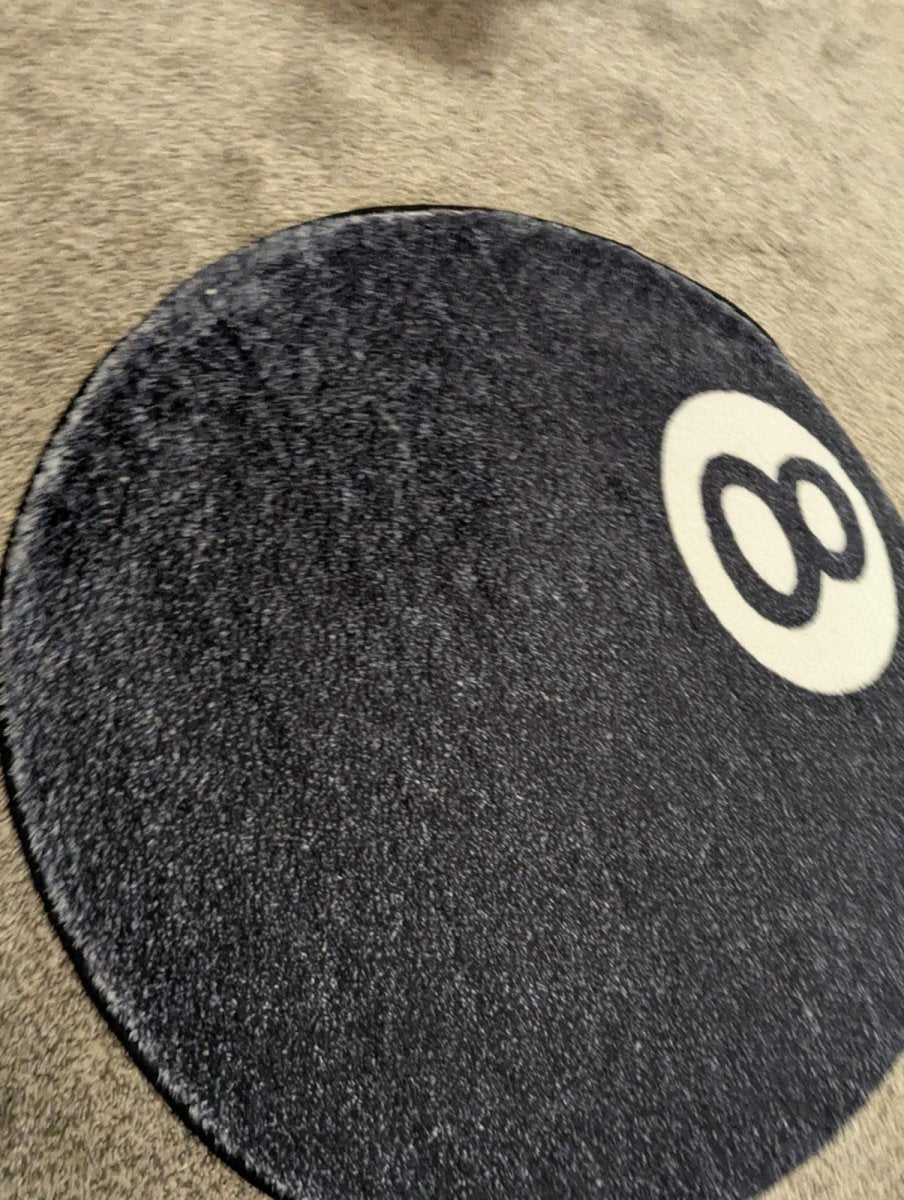 NEW 8 Ball Tufted Rug Large Black & White 30" Round Pool Billiard Streetwear - Sole & Drip