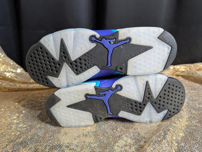 Jordan 6 Retro "Aqua" GS Size 6.5Y Excellent Cond Black Concord CT8529 - 004 - Sole & Drip