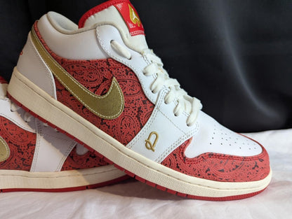 Jordan 1 Low SE "Spades" White Red Gold Size 13 Used VGC DJ5185 - 100 No Box - Sole & Drip