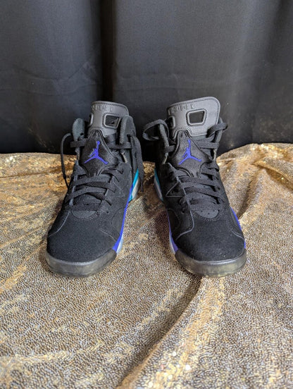 Jordan 6 Retro "Aqua" GS Size 6.5Y Excellent Cond Black Concord CT8529 - 004 - Sole & Drip