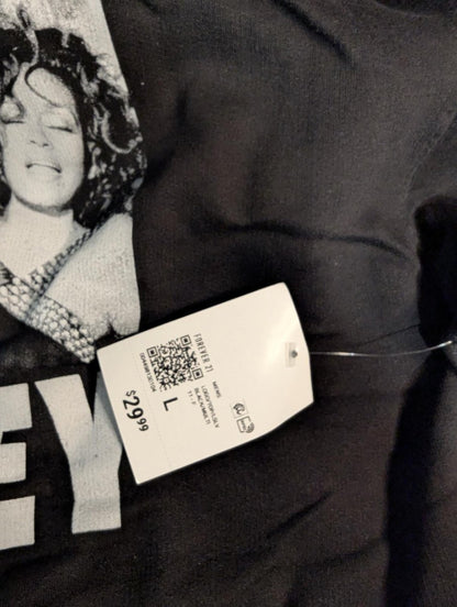 NWT Whitney Houston Triple Portrait Hoodie Black Pink Script Size L Music Icon - Sole & Drip