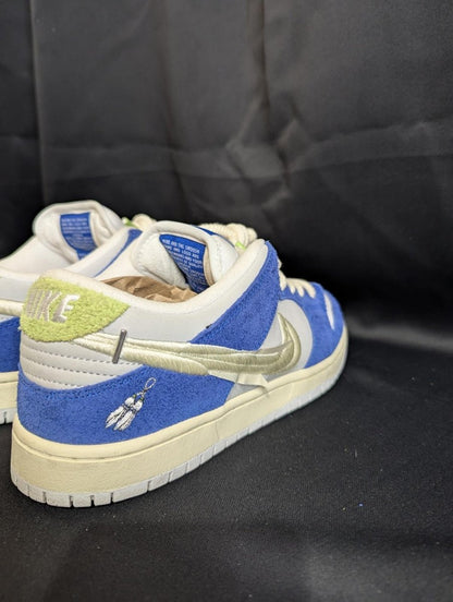 Nike SB Dunk Low x FLY "Gardenia" Size 9 DQ5130 - 400 Blue Suede New - Sole & Drip
