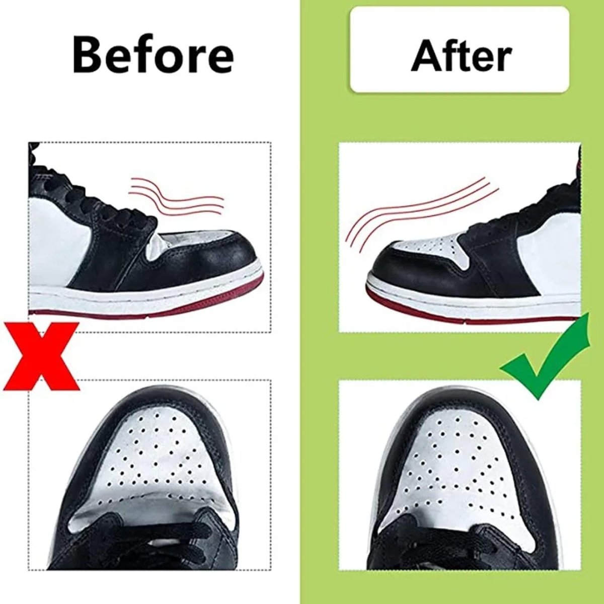 2 - Pack Crease Guards Shoe Shields Sneaker Toe Box Protector Large (White/Black) - Sole & Drip