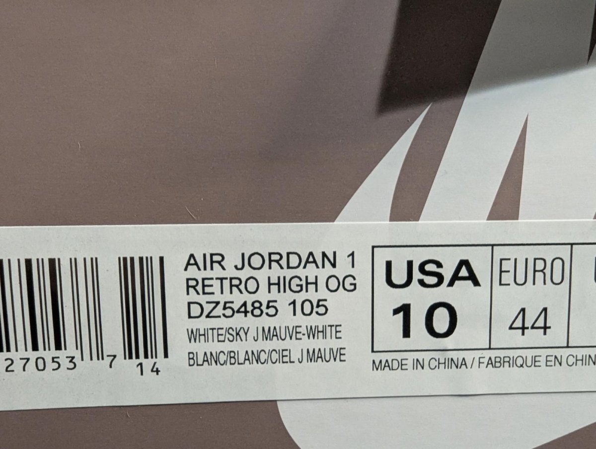 NEW DS Air Jordan 1 Retro High OG "Sky J Mauve" White Purple Men's 10 DZ5485 - 105 - Sole & Drip