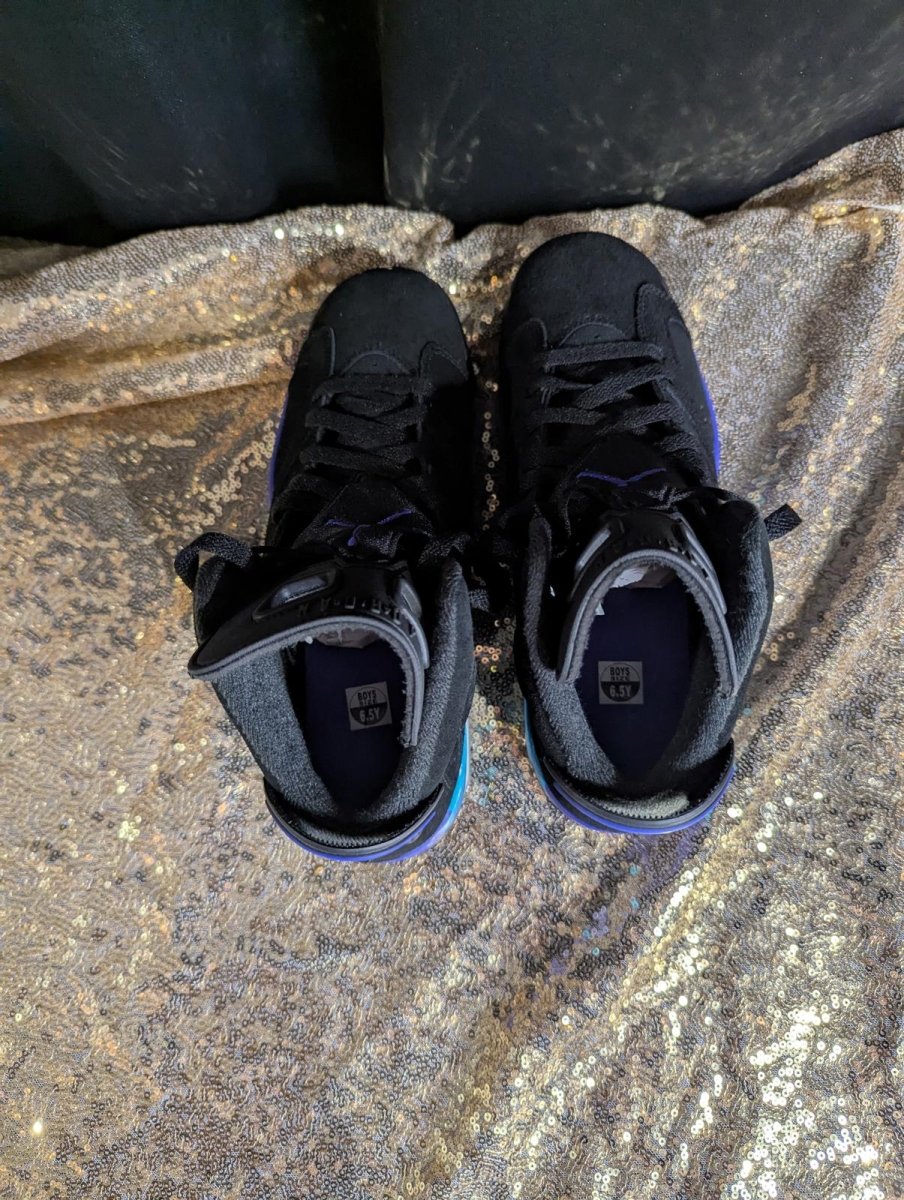 Jordan 6 Retro "Aqua" GS Size 6.5Y Excellent Cond Black Concord CT8529 - 004 - Sole & Drip