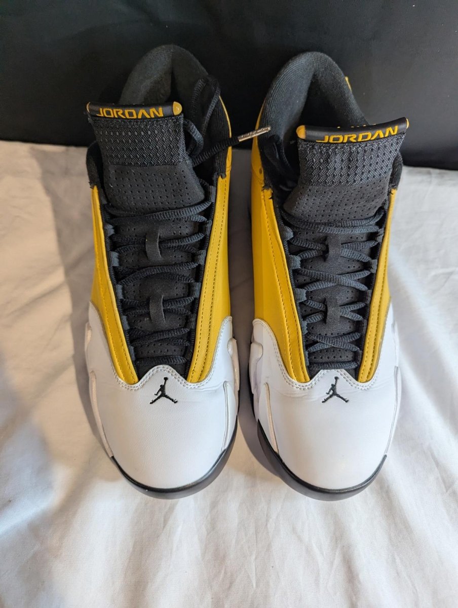 Jordan 14 Retro "Light Ginger" Size 13 Used VGC w/ Box 487471 - 701 Yellow/White - Sole & Drip