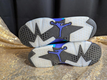 Jordan 6 Retro "Aqua" GS Size 6.5Y Excellent Cond Black Concord CT8529 - 004 - Sole & Drip