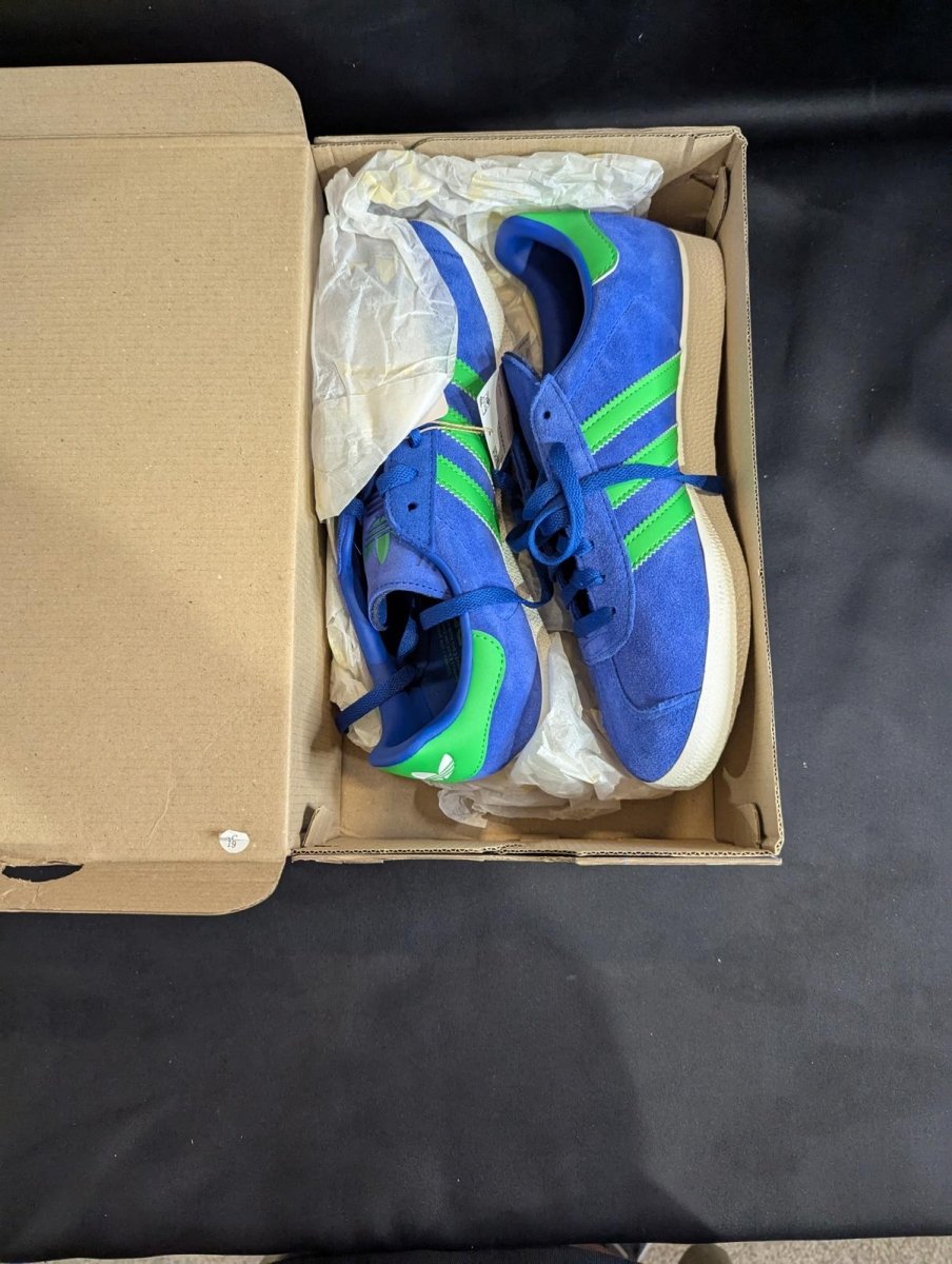 NEW Adidas Gazelle "Royal Blue/Lucid Green" Suede Size 7.5 Retro Sneaker JH5389 - Sole & Drip