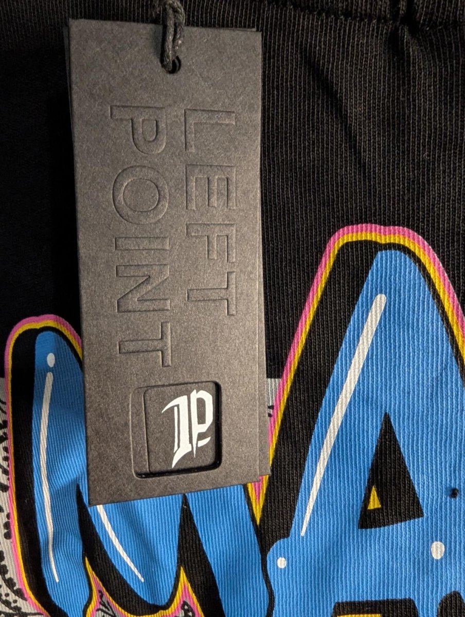 NWT LEFT POINT "Made You Smile" Graffiti Drip T-Shirt Black Neon Large Street - Sole & Drip