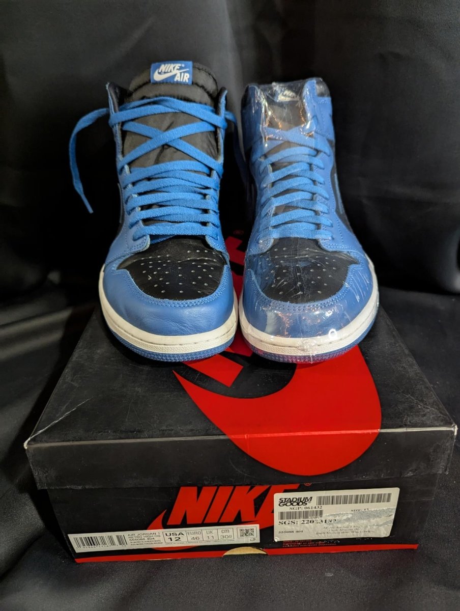 NEW NIB Air Jordan 1 High OG "Dark Marina Blue" Black Blue Size 12 555088 - 404 - Sole & Drip