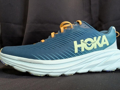 HOKA ONE ONE Rincon 3 Running Shoe Deep Lagoon/Ocean Mist Size 13 Used VGC - Sole & Drip