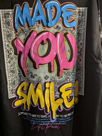 NWT LEFT POINT "Made You Smile" Graffiti Drip T-Shirt Black Neon Large Street - Sole & Drip