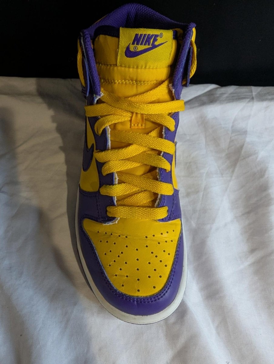 Nike Dunk High GS "Lakers" Purple Gold Size 4Y Used VGC DZ4454 - 500 No Box - Sole & Drip