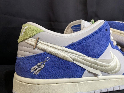 Nike SB Dunk Low x FLY "Gardenia" Size 9 DQ5130 - 400 Blue Suede New - Sole & Drip