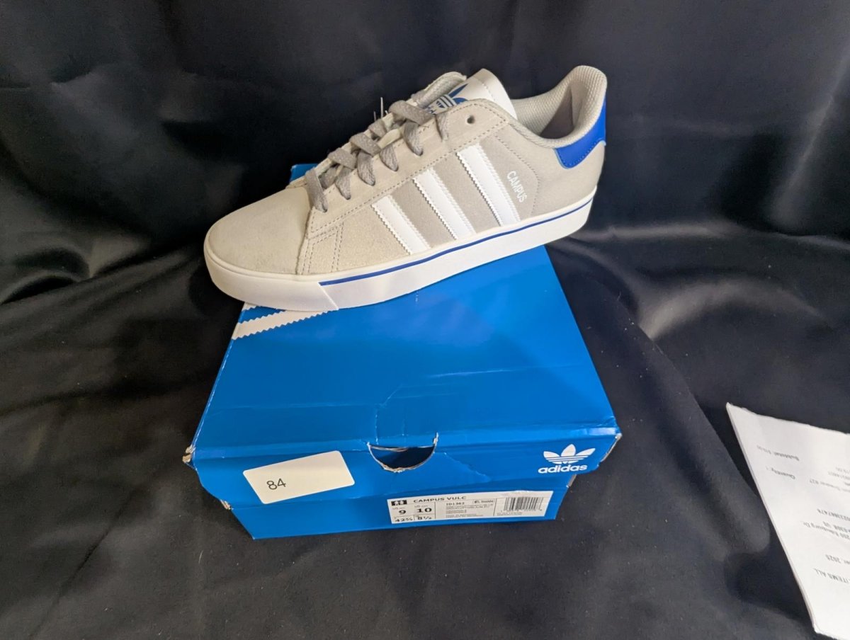 NEW NIB Adidas Campus Vulc "Grey Bluebird" Skate Shoe Size 9 Men's ID1362 - Sole & Drip