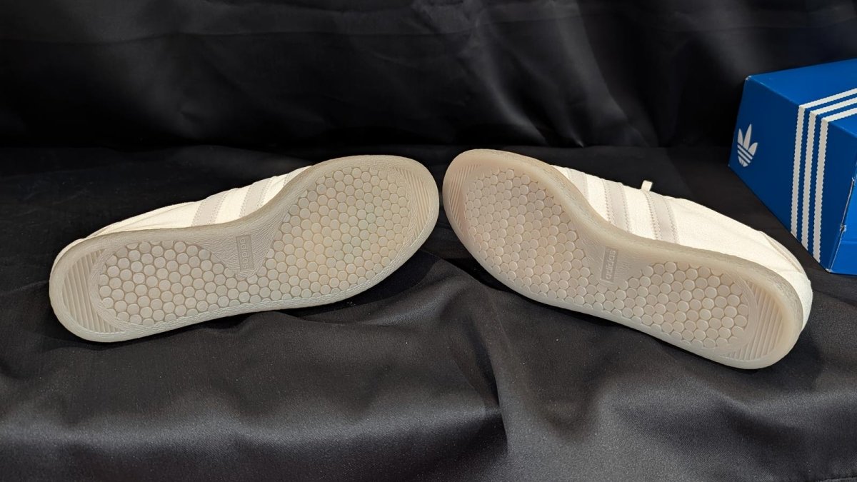 NEW NIB Adidas Tobacco Gruen "Cream Bliss" Size 7.5 GX6940 Suede Low Profile - Sole & Drip