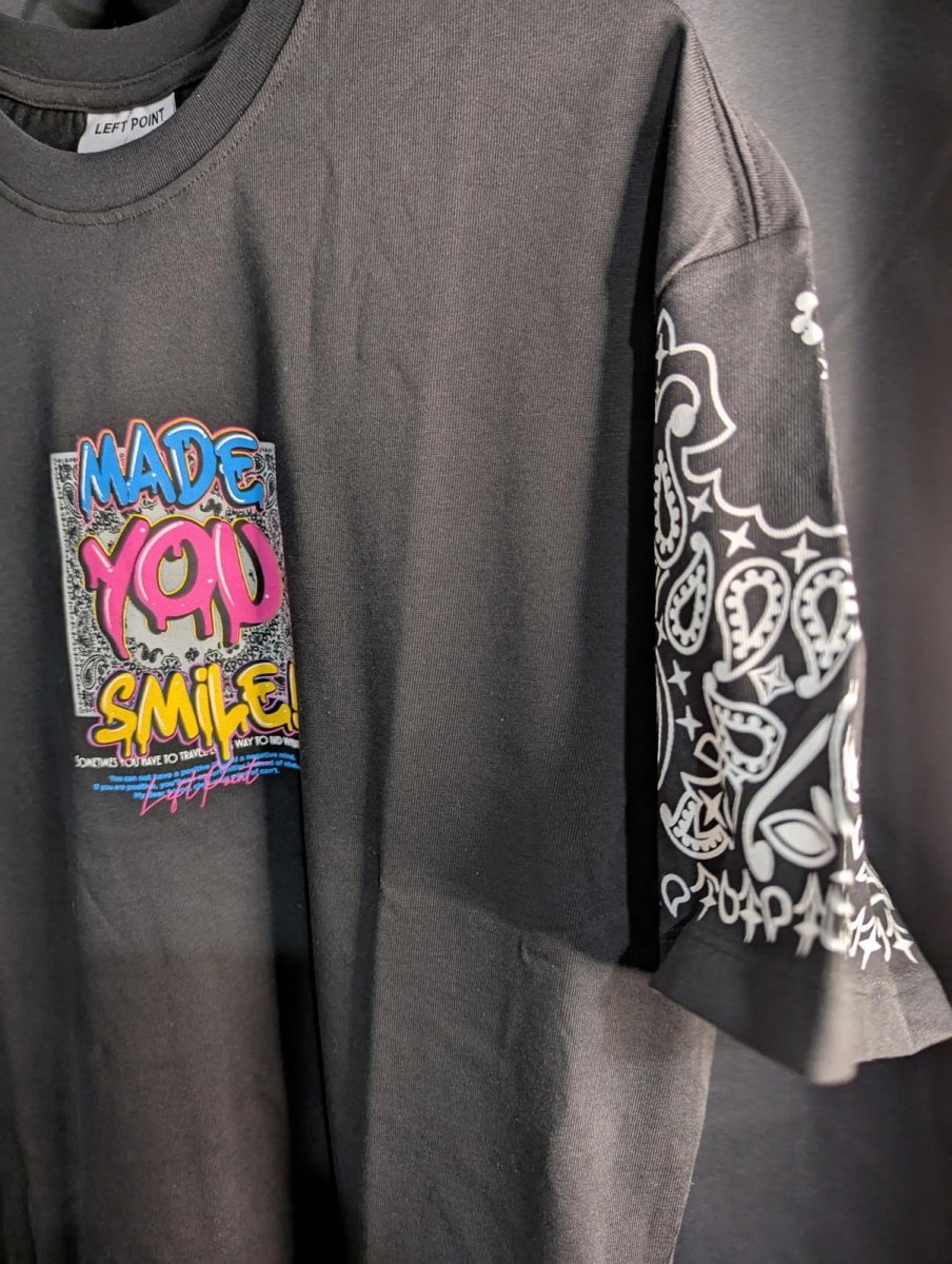 NWT LEFT POINT "Made You Smile" Graffiti Drip T-Shirt Black Neon Large Street - Sole & Drip