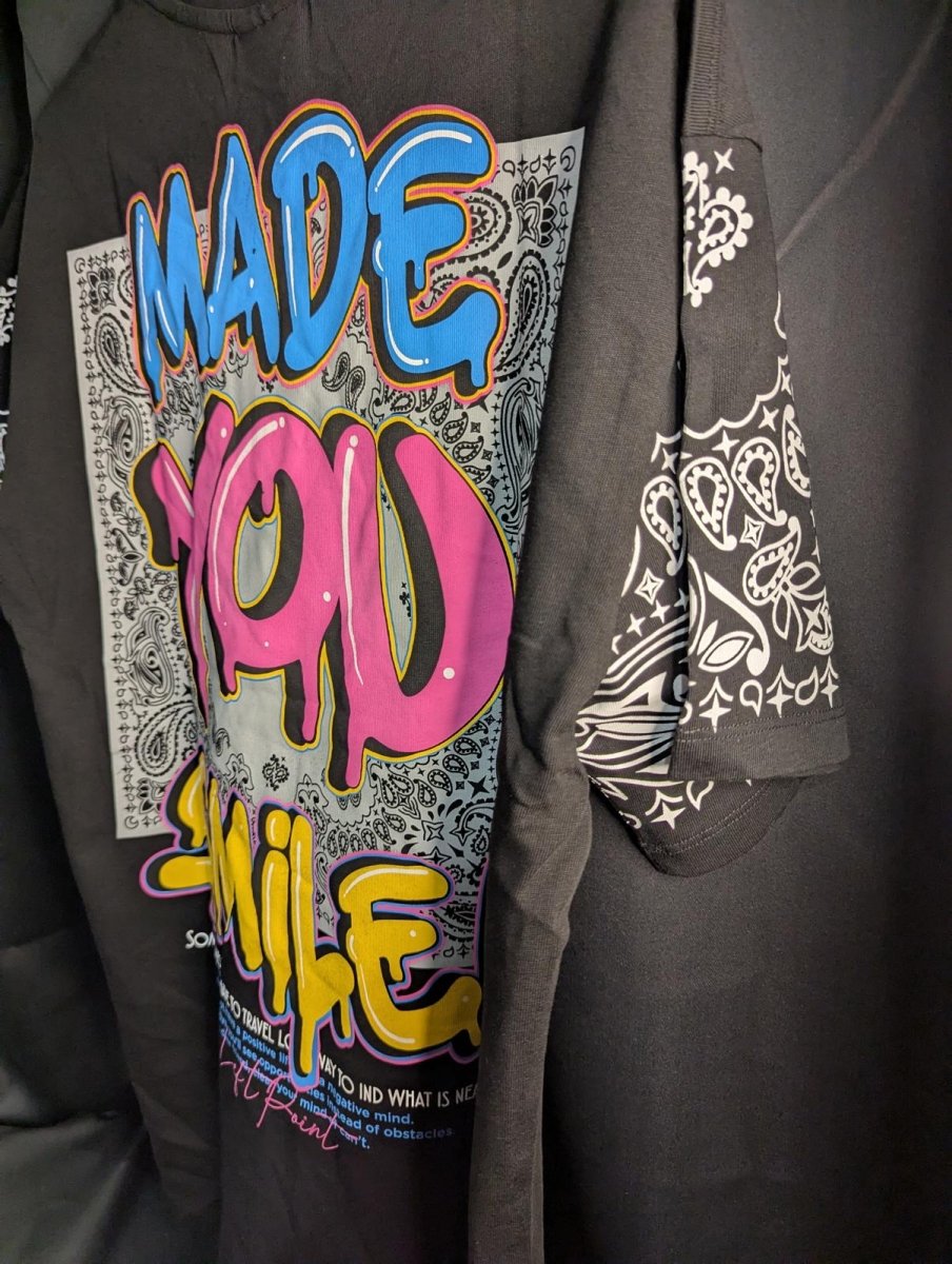NWT LEFT POINT "Made You Smile" Graffiti Drip T-Shirt Black Neon Large Street - Sole & Drip