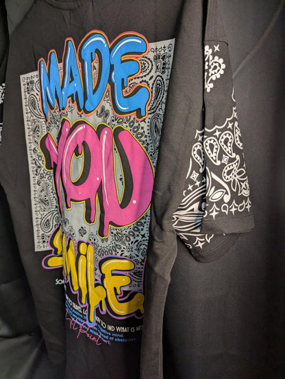 NWT LEFT POINT "Made You Smile" Graffiti Drip T-Shirt Black Neon Large Street - Sole & Drip