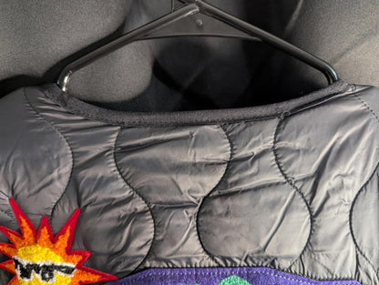 NWT FIRST ROW DENIM "Sunshine" Quilted Liner Jacket Multi - Patch Black XL Street - Sole & Drip