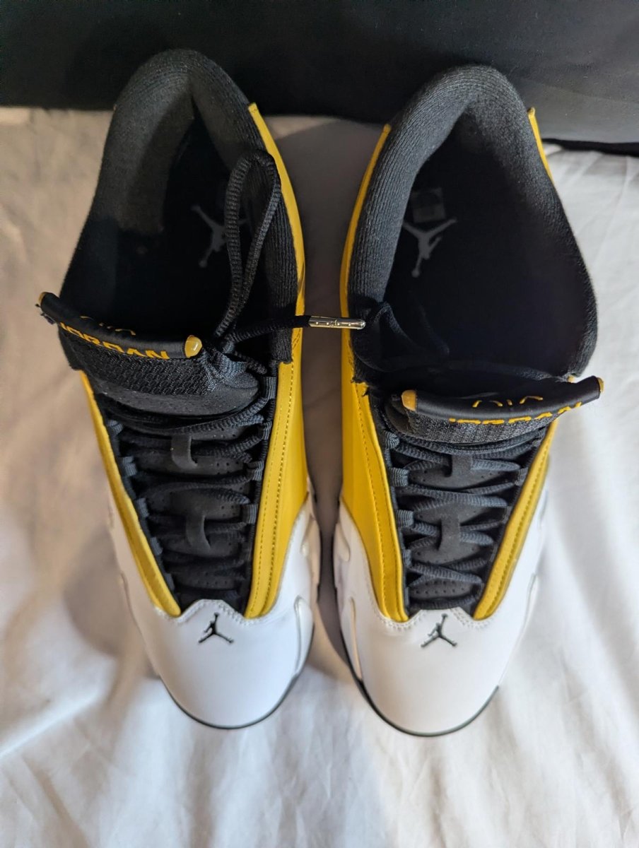 Jordan 14 Retro "Light Ginger" Size 13 Used VGC w/ Box 487471 - 701 Yellow/White - Sole & Drip