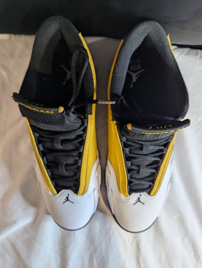 Jordan 14 Retro "Light Ginger" Size 13 Used VGC w/ Box 487471 - 701 Yellow/White - Sole & Drip