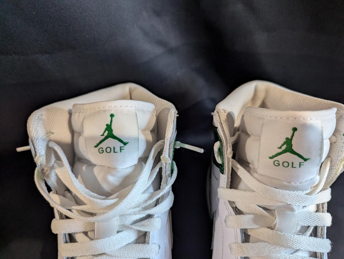 Jordan 1 High Golf "Metallic Green" Size 10 Used VGC DQ0660 - 130 Spikeless - Sole & Drip