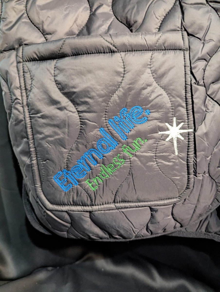 NWT FIRST ROW DENIM "Sunshine" Quilted Liner Jacket Multi - Patch Black XL Street - Sole & Drip