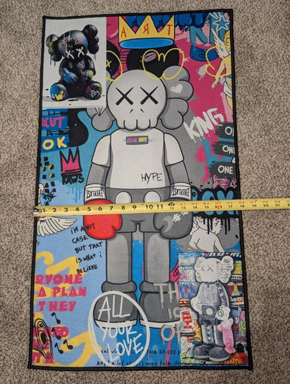 NEW KAWS Companion Boxer Graffiti Rug 32x18" Street Art Hypebeast Runner Mat - Sole & Drip