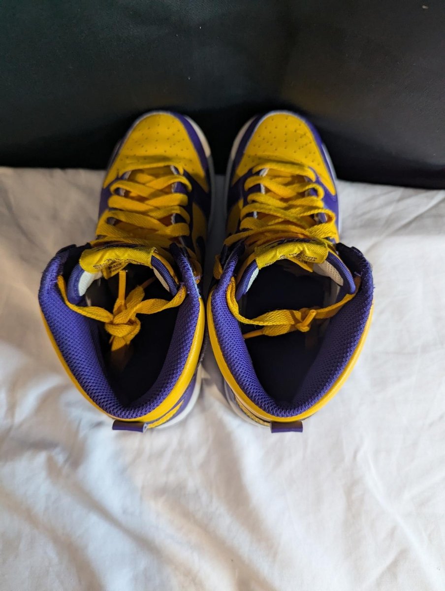 Nike Dunk High GS "Lakers" Purple Gold Size 4Y Used VGC DZ4454 - 500 No Box - Sole & Drip